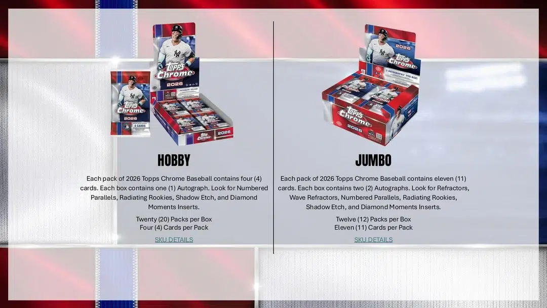 2026 Topps Chrome Baseball MLB Hobby Box - Sealed
