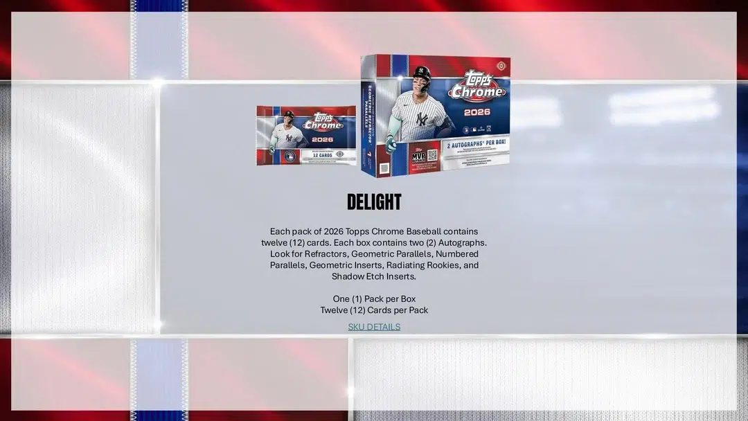 2026 Topps Chrome Baseball MLB Hobby Box - Sealed