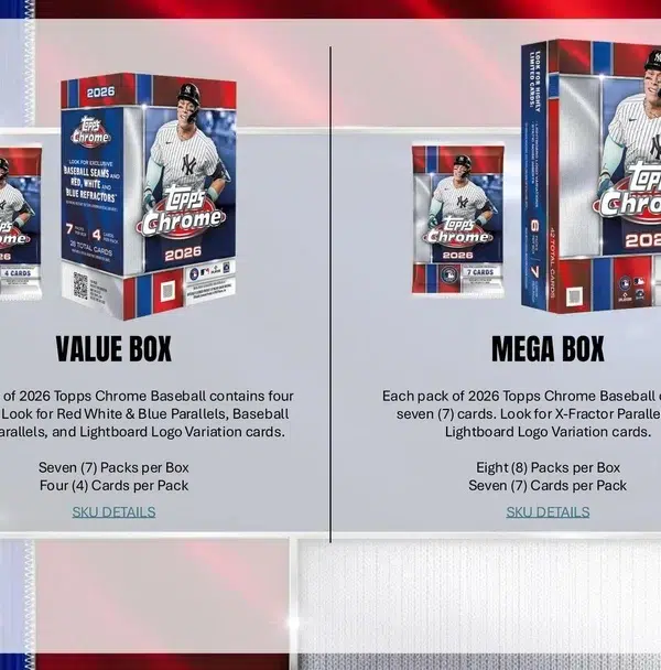 2026 Topps Chrome Baseball MLB Mega Box - Sealed