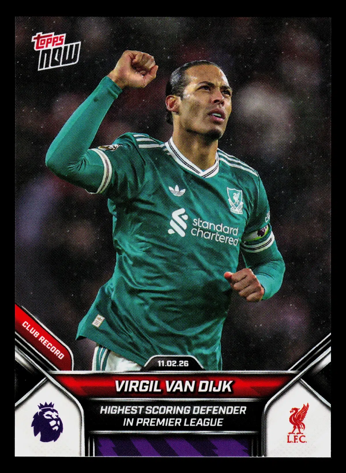 2026 Virgil van Dijk #138 Topps Now Premier League Club Record