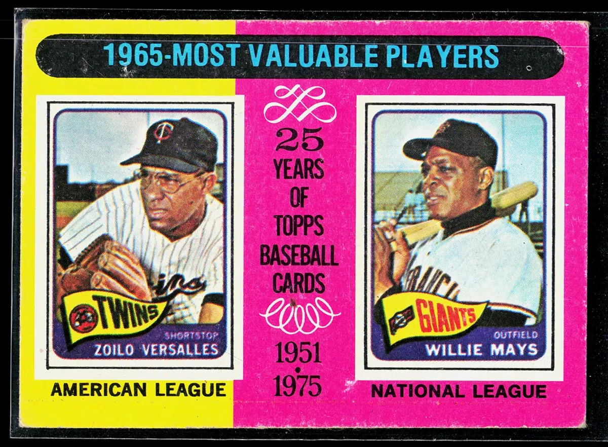 1975 Zoilo Versalles Willie Mays #203 Topps 1965 Most Valuable Players - front