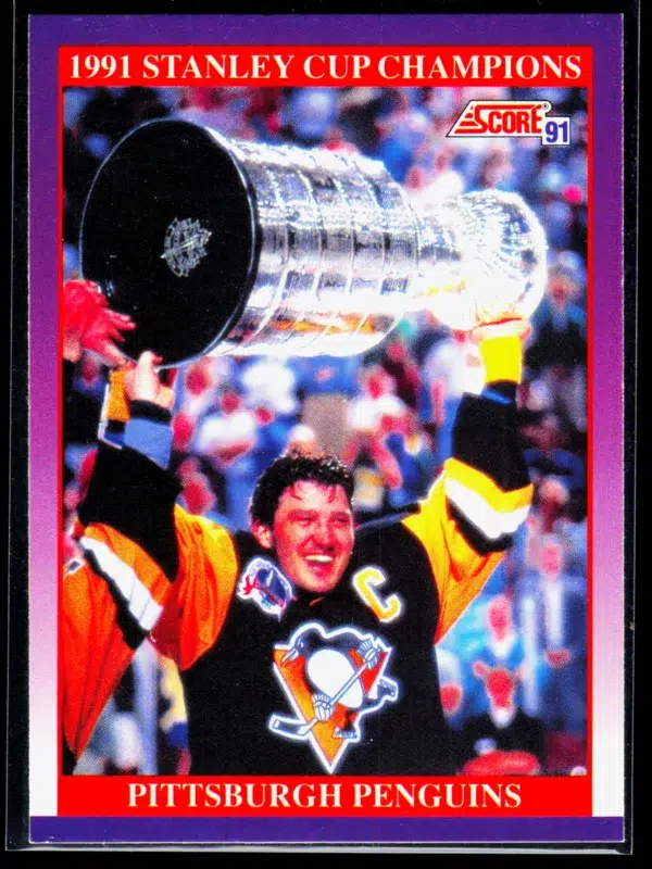 1991 92 Mario Lemieux #425 Score Stanley Cup Champions - front