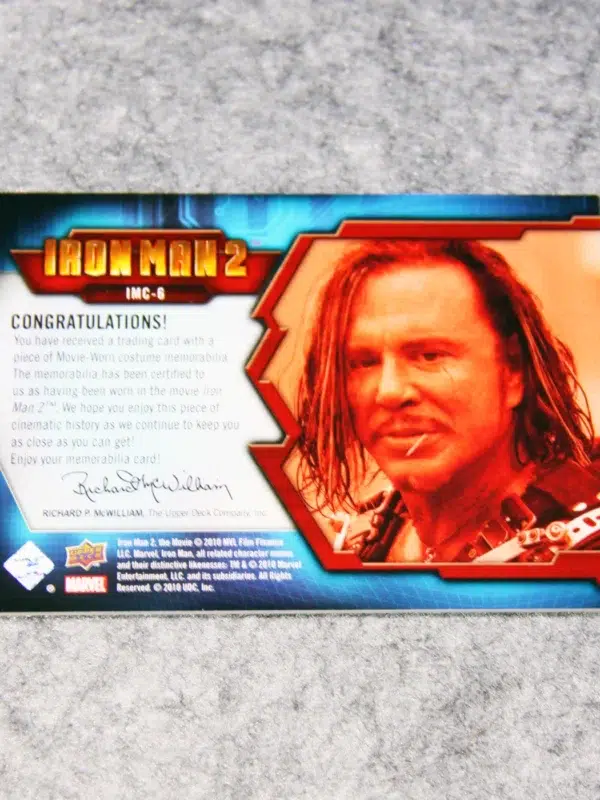 2010 Mickey Rourke as Ivan Vanko #IMC-6 Upper Deck Marvel Iron Man 2 Authentic Whiplash Memorabilia