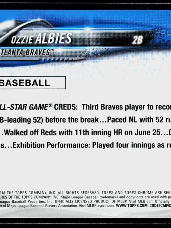2018 Ozzie Albies #HMT76 Topps Chrome Update All Star RC - back