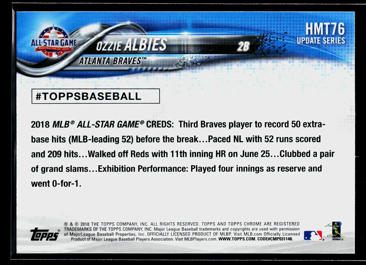 2018 Ozzie Albies #HMT76 Topps Chrome Update All Star RC - back