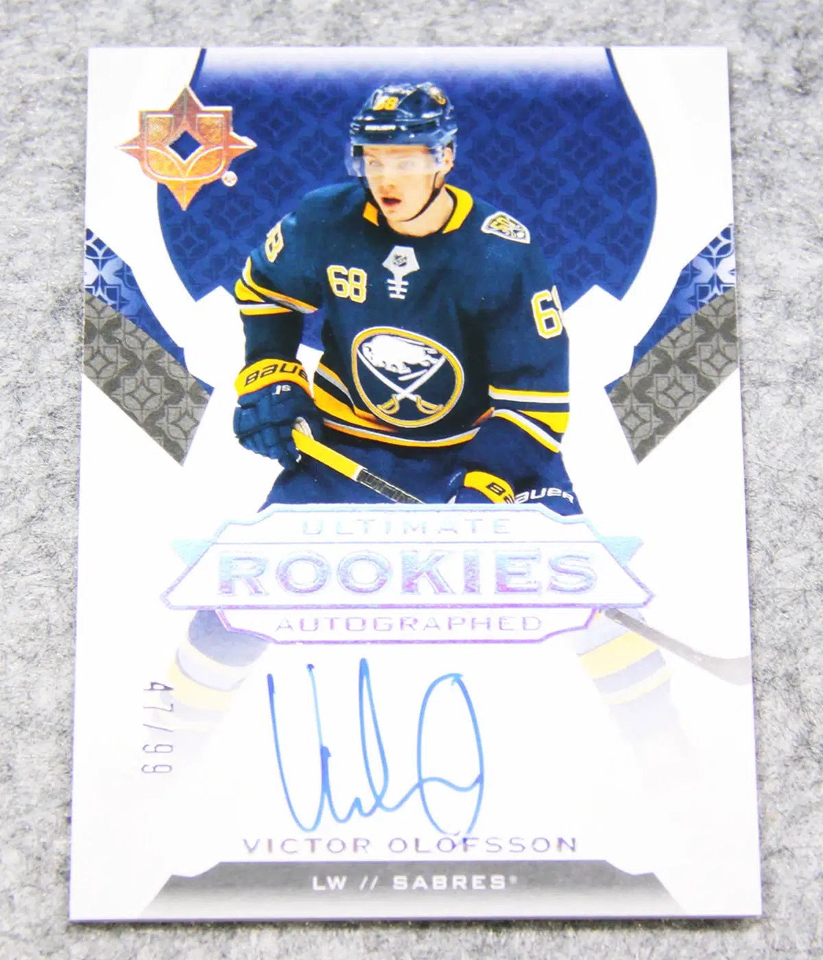 2019 20 Victor Olofsson #194 Upper Deck Ultimate Collection Ultimate Rookies Autographed of 99 - front