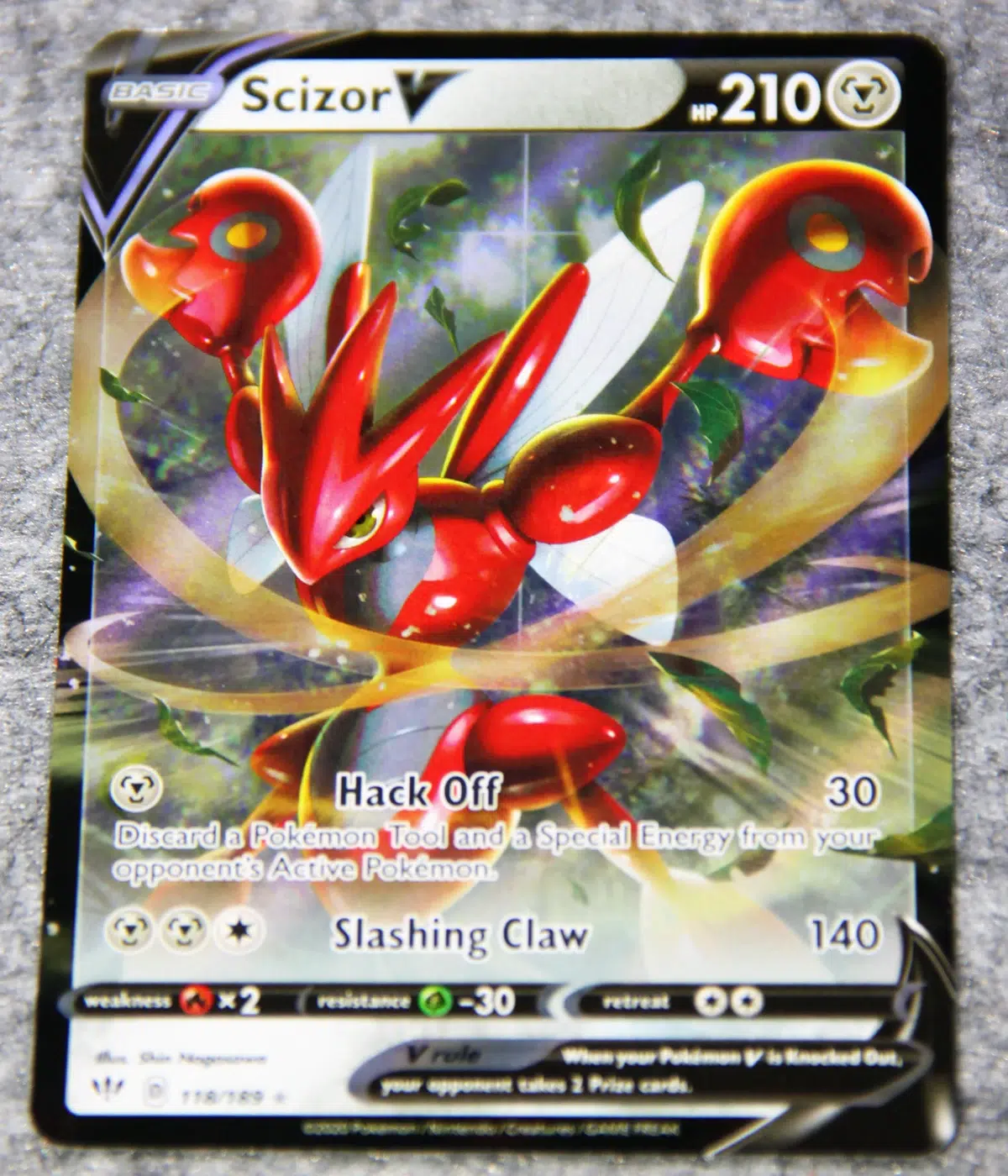 2020 Scizor V #118 189 Pokemon Darkness Ablaze Ultra Rare Holo - front