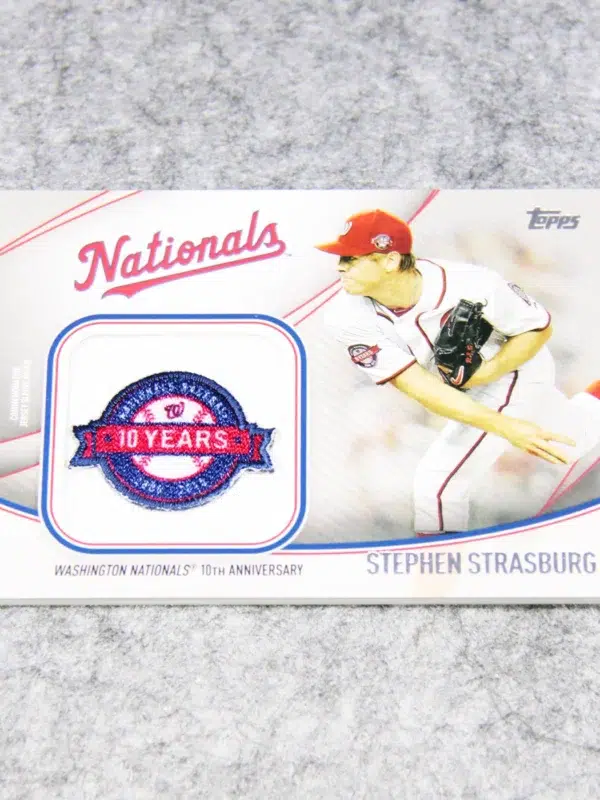 2020 Stephen Strasburg #JSES SS Topps Jumbo Jersey Sleeve Patch Washington Nationals 10th Anniversary - front