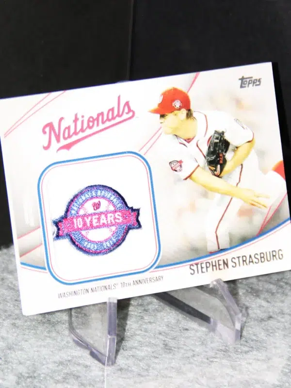 2020 Stephen Strasburg #JSES SS Topps Jumbo Jersey Sleeve Patch Washington Nationals 10th Anniversary - stand