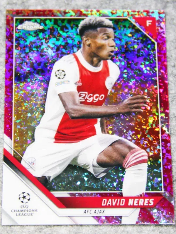 2021-22 David Neres #103 Topps Chrome UEFA Champions League Pink Mini-Diamond /175