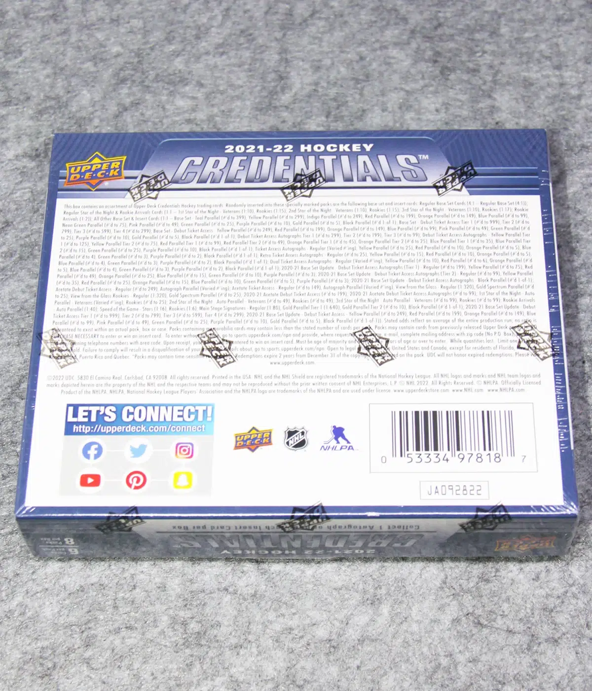 2021 22 Upper Deck Credentials Hockey NHL Hobby Box - back