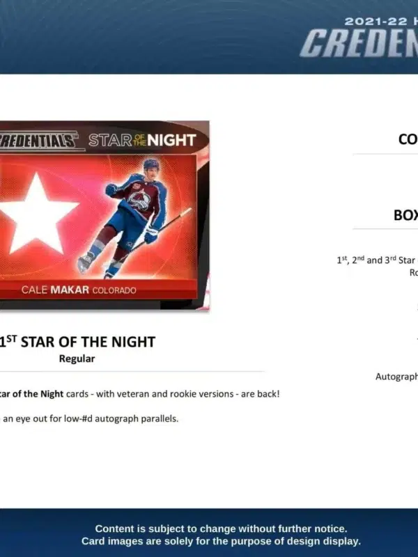 2021-22 Upper Deck Credentials Hockey NHL Hobby Box