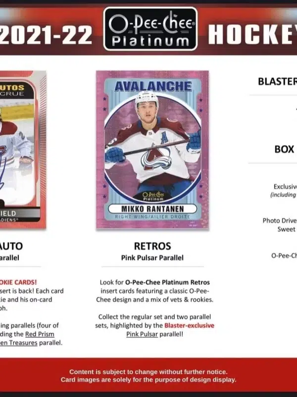 2021-22 Upper Deck O-Pee-Chee Platinum Hockey NHL Blaster Box
