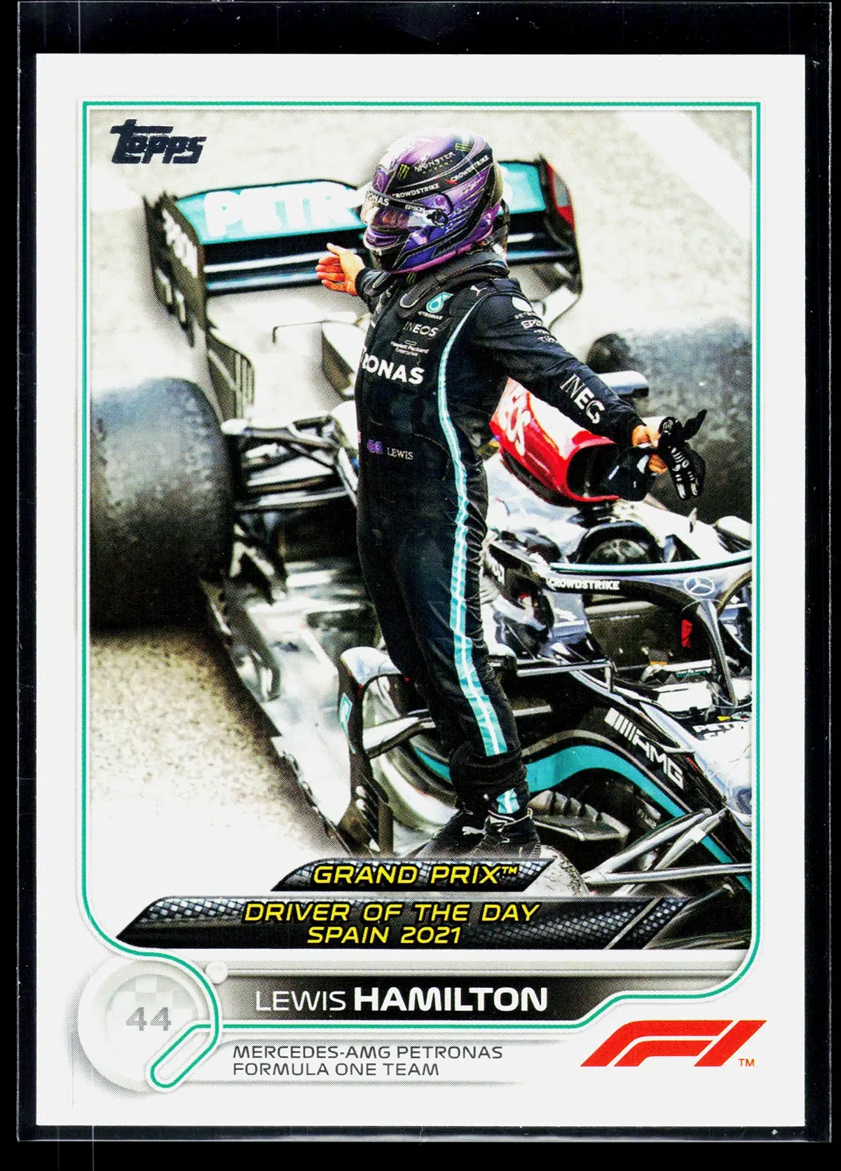 2022 Lewis Hamilton #176 Topps Chrome Formula 1 Grand Prix Driver of the Day - front