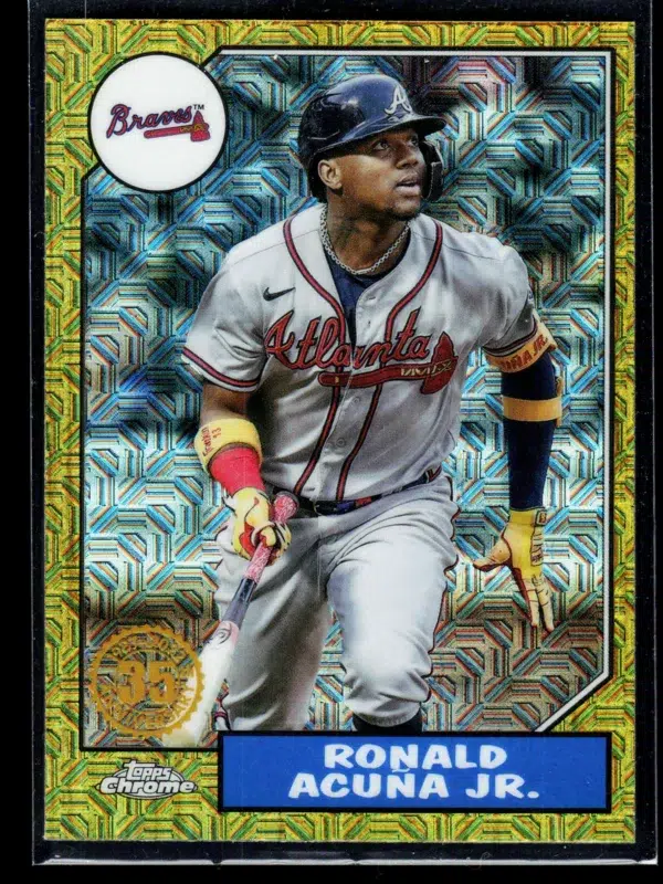 2022 Ronald Acuna Jr #T87C2 69 Topps Chrome 1987 Topps Baseball Mojo Gold - front
