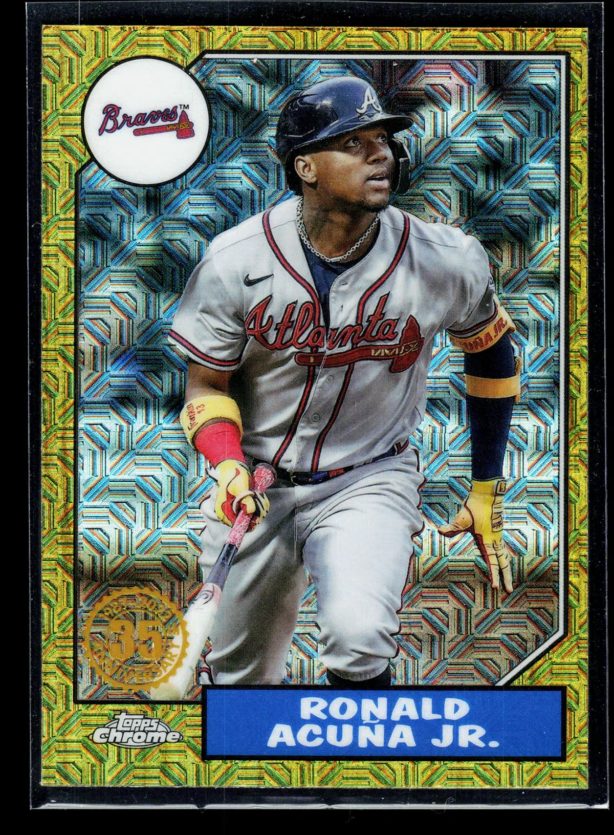 2022 Ronald Acuna Jr #T87C2 69 Topps Chrome 1987 Topps Baseball Mojo Gold - front