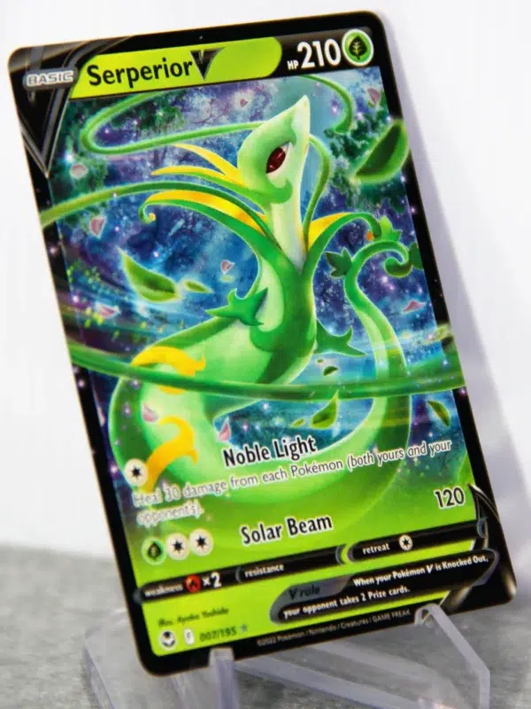 2022 Serperior V #007 195 Pokemon Silver Tempest Ultra Rare Holo - stand