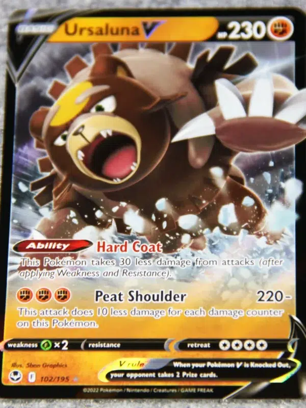 2022 Ursaluna V #102 195 Pokemon Silver Tempest Ultra Rare Holo - front