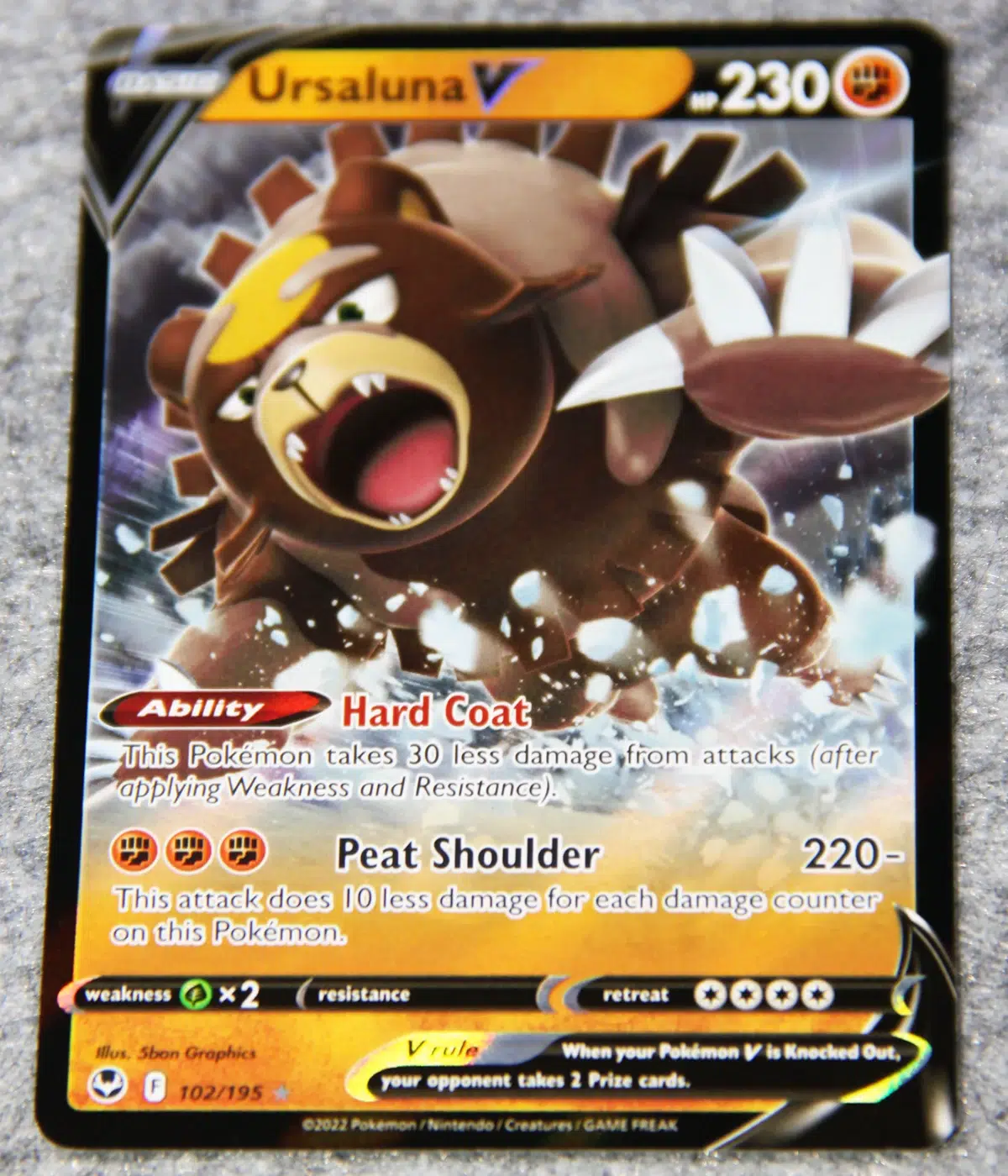 2022 Ursaluna V #102 195 Pokemon Silver Tempest Ultra Rare Holo - front