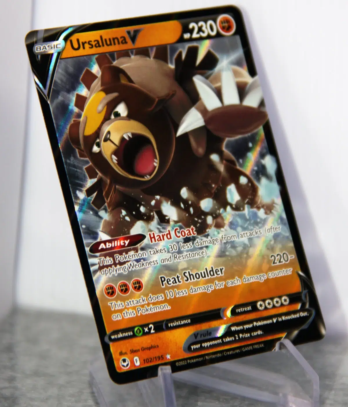 2022 Ursaluna V #102 195 Pokemon Silver Tempest Ultra Rare Holo - stand