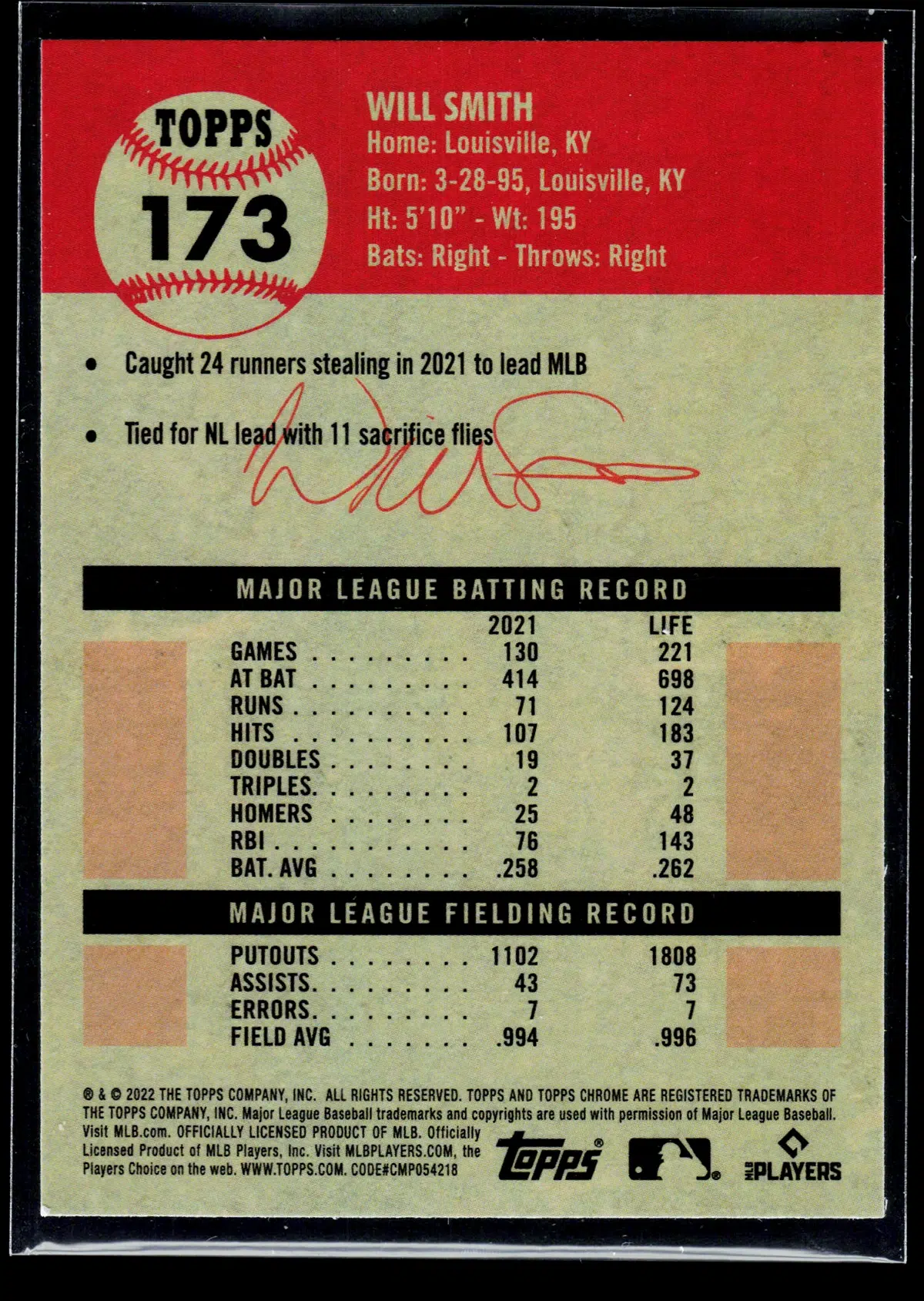 2022 Will Smith #173 Topps Chrome 1987 Topps Baseball - back