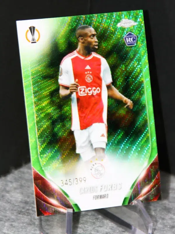 2023-24 Carlos Forbs #90 Topps Chrome UEFA Europa League Neon Green Wave Refractor RC /399