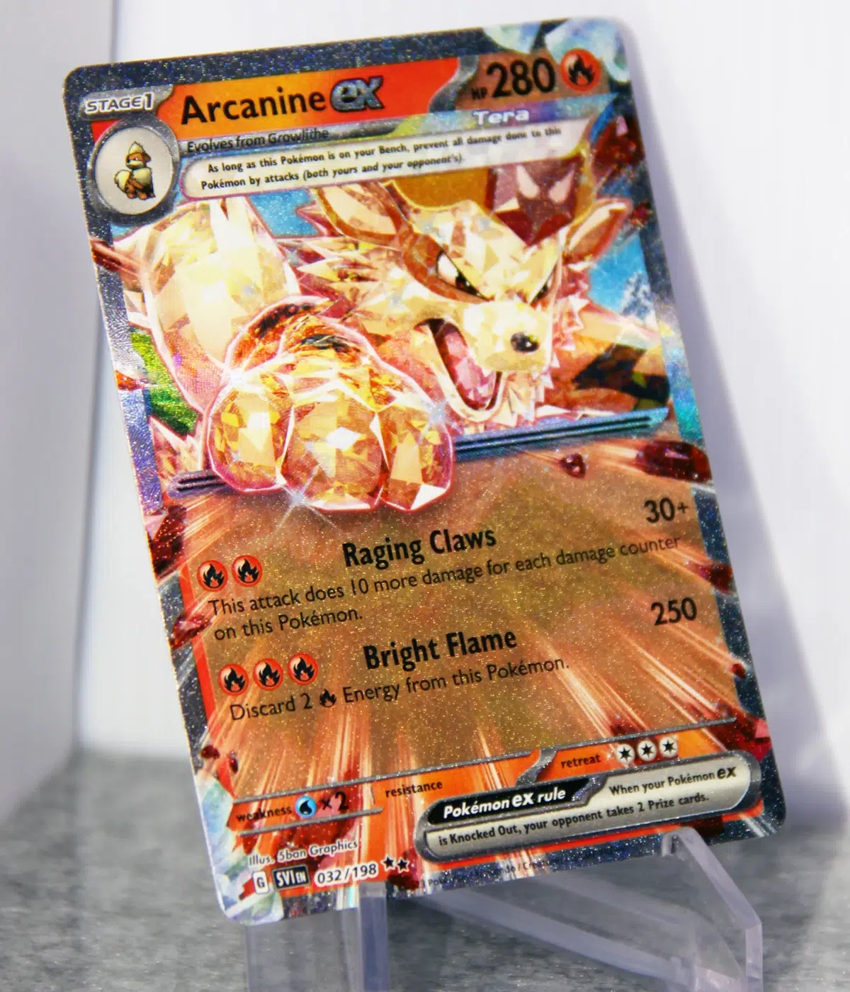 2023 Arcanine ex #032 198 Pokemon Scarlet & Violet Double Rare Holo - stand