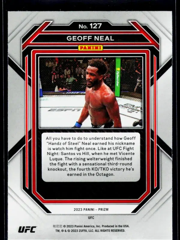 2023 Geoff Neal #127 Panini Prizm UFC - back
