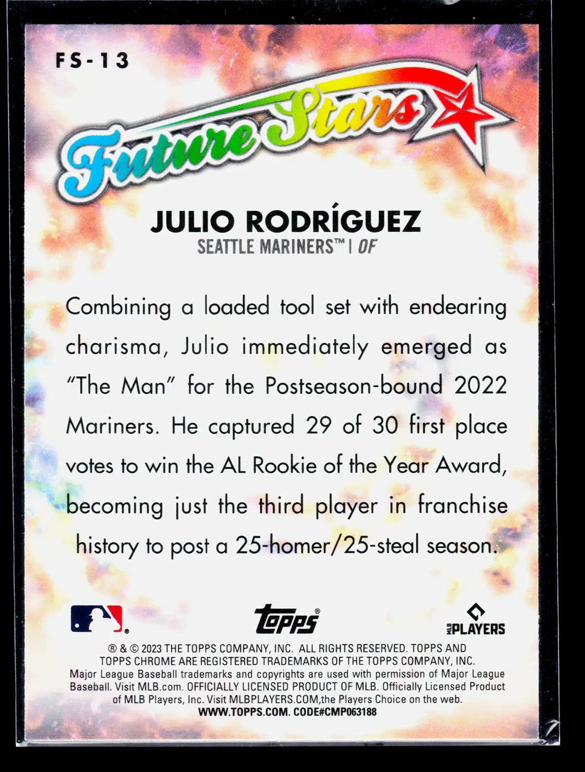 2023 Julio Rodriguez #FS 13 Topps Chrome Future Stars - back