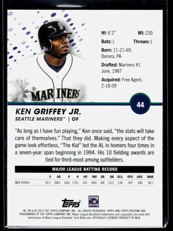 2023 Ken Griffey Jr. #44 Topps Pristine - back