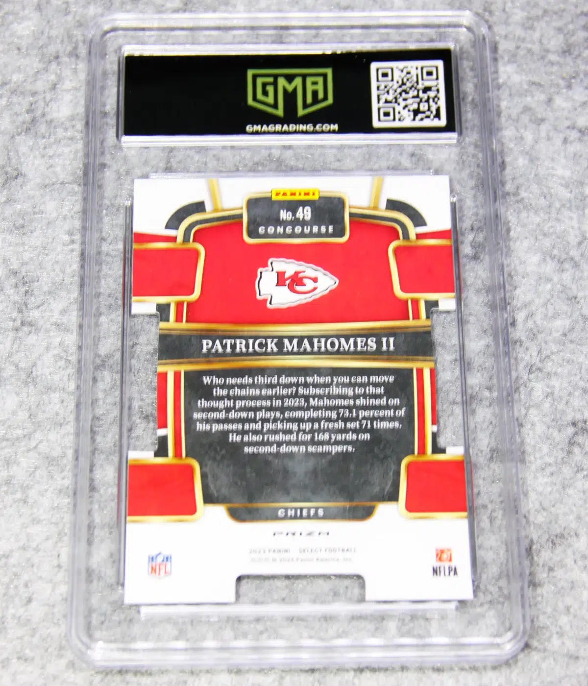 2023 Patrick Mahomes II #49 Panini Select Concourse Prizm Die Cut - back