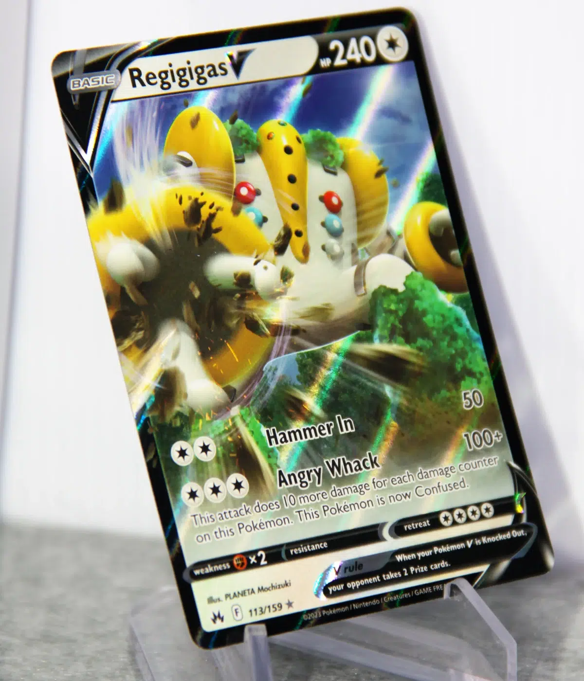 2023 Regigigas V #113 159 Pokemon Crown Zenith Ultra Rare Holo - stand