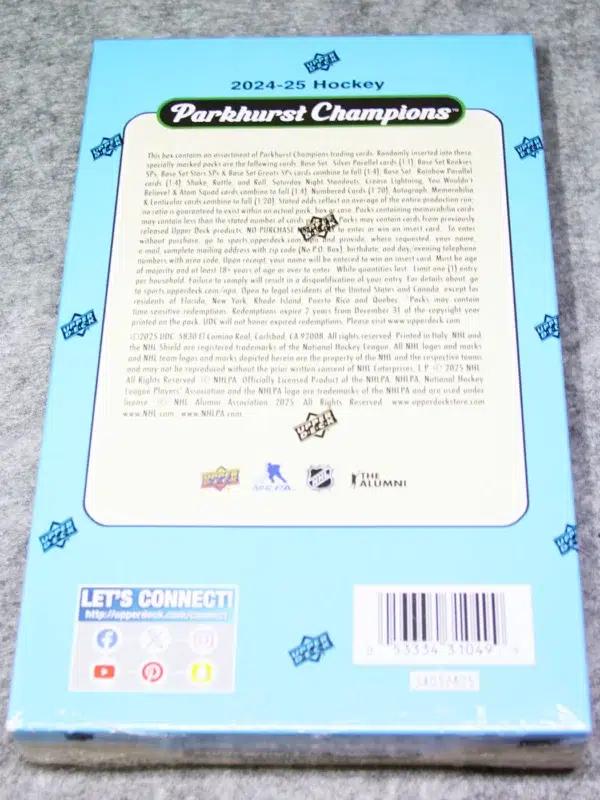 2024 25 Upper Deck Parkhurst Champions Hockey NHL Hobby Box - Sealed - back