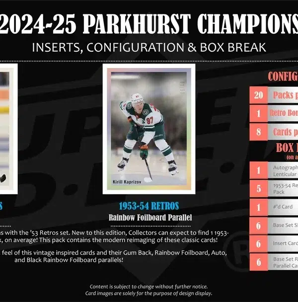 2024-25 Upper Deck Parkhurst Champions Hockey NHL Hobby Box