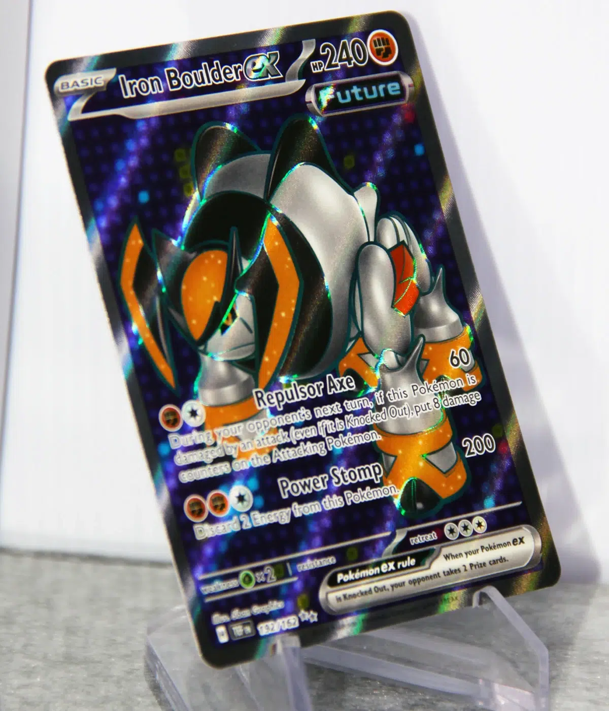 2024 Iron Boulder ex #192 162 Pokemon Temporal Forces Ultra Rare Holo - stand