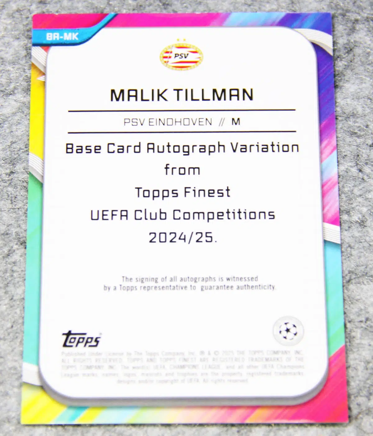 2024 Malik Tillman #BA-MK Topps Finest UEFA Club Competitions Green Refractor Auto /99