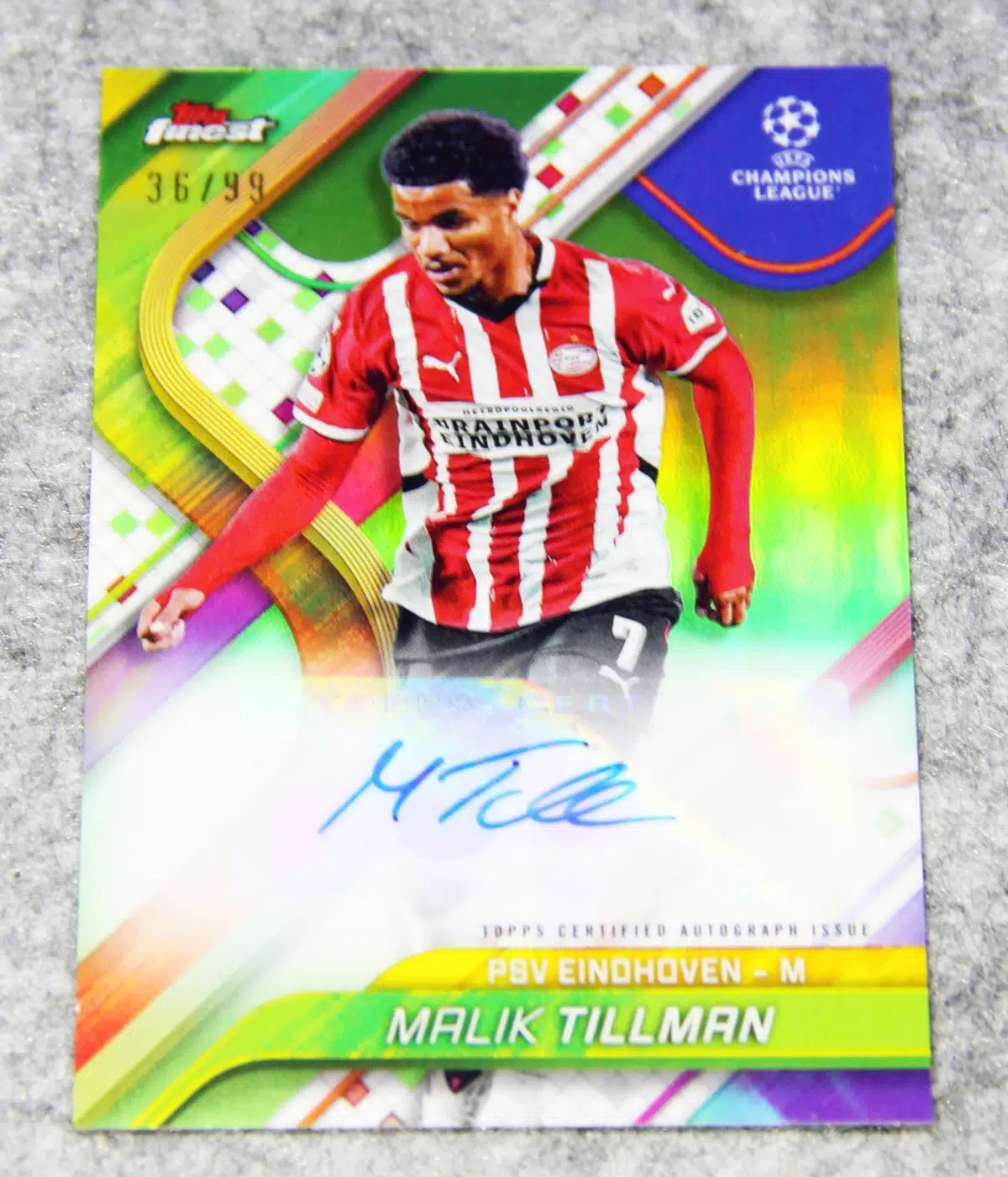 2024 Malik Tillman #BA-MK Topps Finest UEFA Club Competitions Green Refractor Auto /99