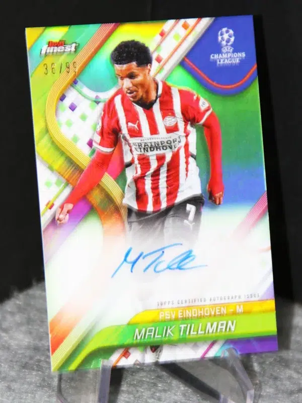 2024 Malik Tillman #BA-MK Topps Finest UEFA Club Competitions Green Refractor Auto /99