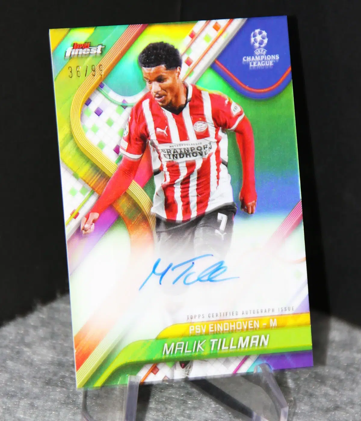 2024 Malik Tillman #BA-MK Topps Finest UEFA Club Competitions Green Refractor Auto /99