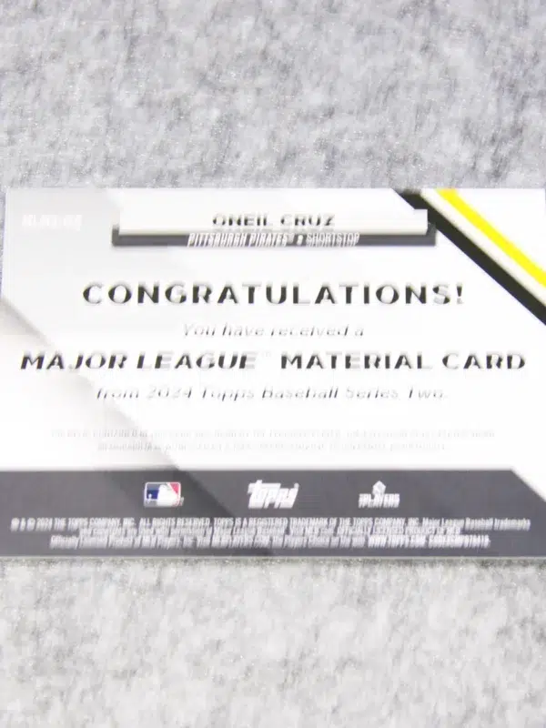 2024 Oneil Cruz #MLM2 OC Topps Major League Material Relic - back