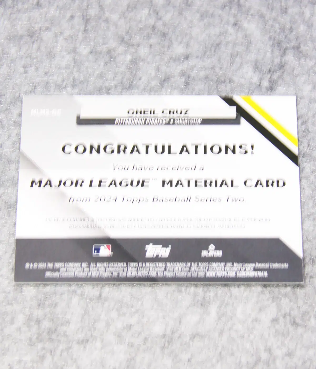 2024 Oneil Cruz #MLM2 OC Topps Major League Material Relic - back