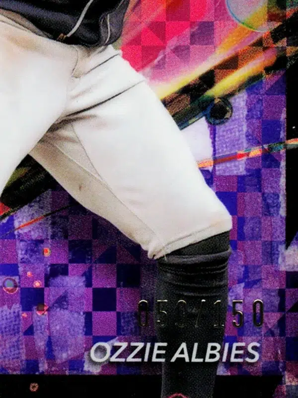 2024 Ozzie Albies #49 Topps Finest Purple Checkerboard Refractor of 150 - detail