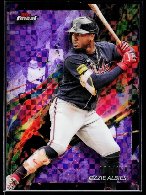 2024 Ozzie Albies #49 Topps Finest Purple Checkerboard Refractor of 150 - front