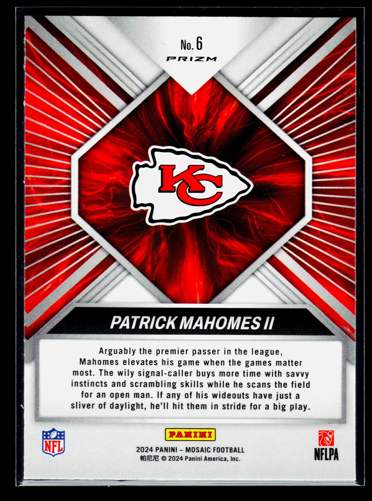 2024 Patrick Mahomes II #6 Panini Mosaic Overdrive - back
