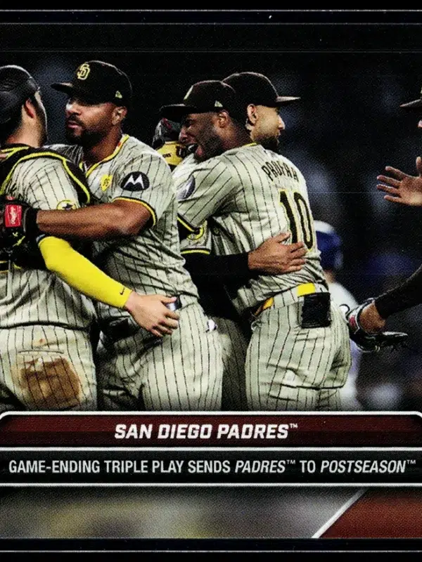 2024 San Diego Padres #747 Topps Now Game Ending Triple Play Postseason Clincher - front