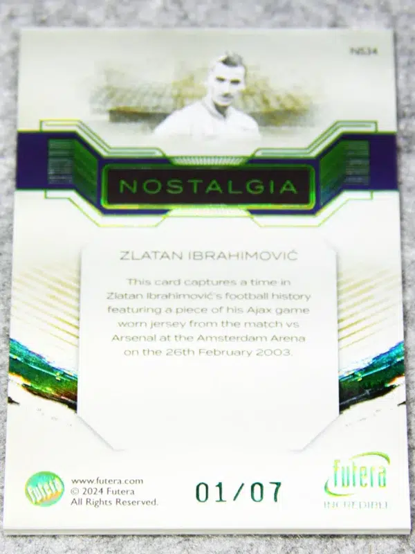 2024 Zlatan Ibrahimovic #NS34 Futera Unique Nostalgia Relic /07