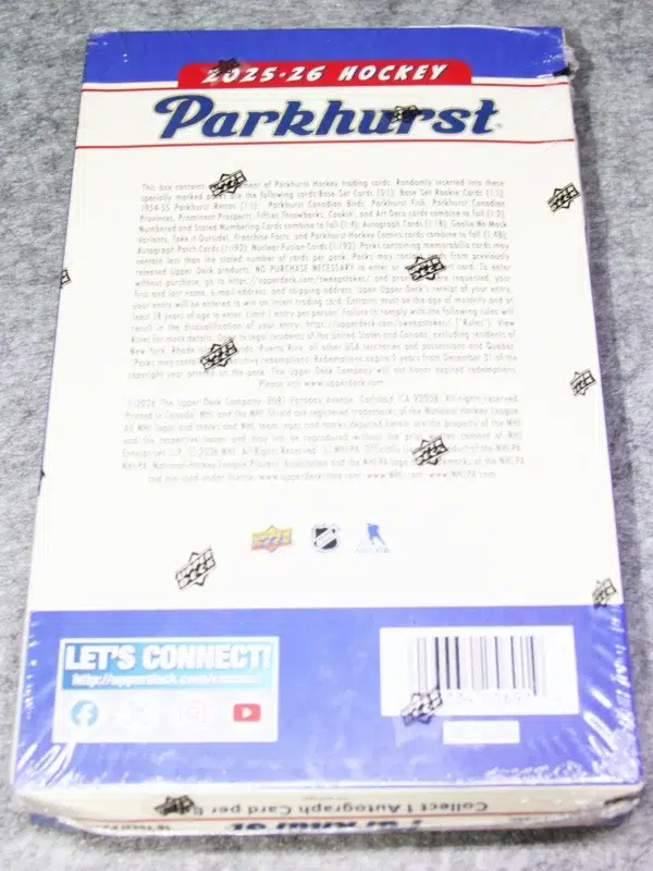 2025 26 Upper Deck Parkhurst Hockey NHL Hobby Box - Sealed - back