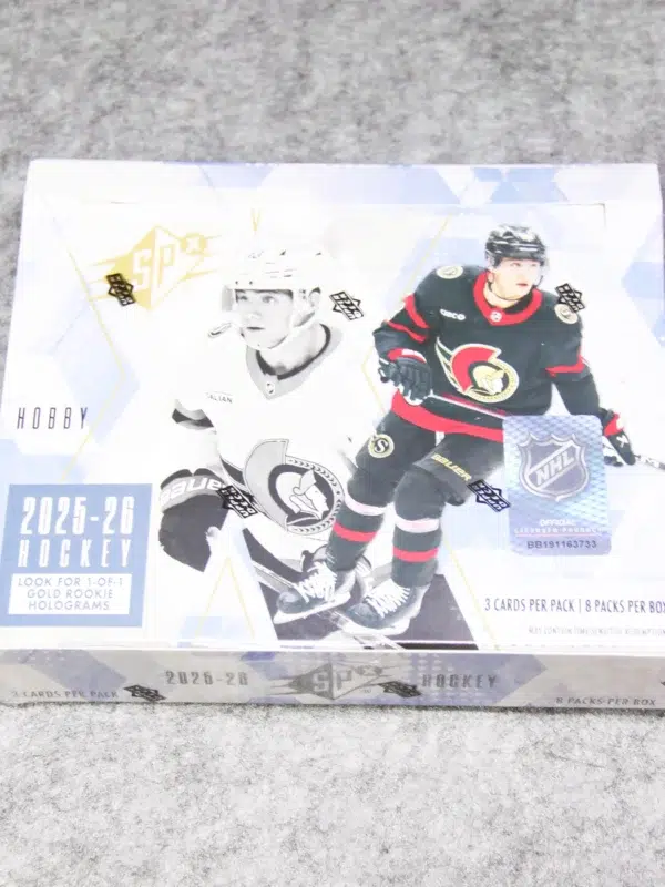 2025 26 Upper Deck SPx Hockey NHL Hobby Box - Sealed - stand