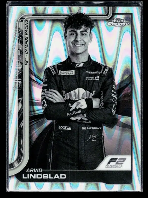 2025 Arvid Lindblad #23 Topps Chrome Formula 1 B&W Ray Wave Refractor - front
