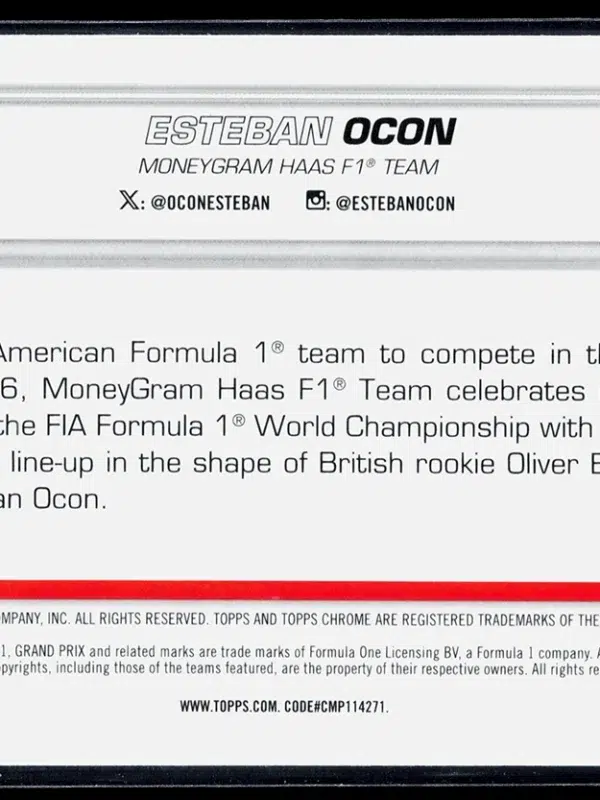 2025 Esteban Ocon #85 Topps Chrome Formula 1 B&W Ray Wave Refractor - back